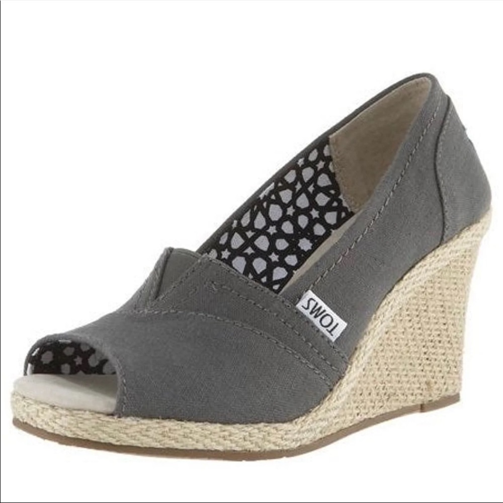 Tom’ Gray Calypso Wedge Sandals
